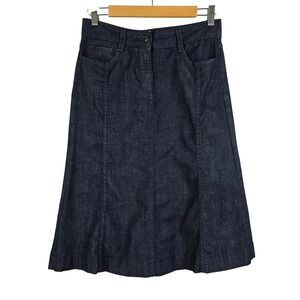 Talbots Women's Dark Wash Denim A-Line Midi Skirt Blue 2P